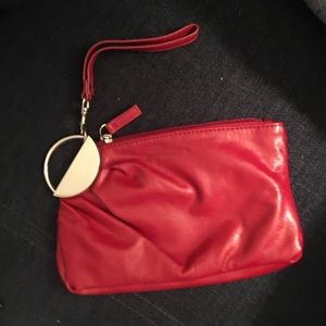 Red wristlet with silver accent